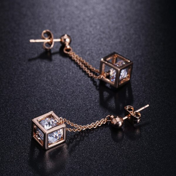 Simple And Fashionable Square Earrings With Zircon Micro-set