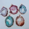 Natural Stone Pendant Rough Stone Cluster Striped Agate Crystal Hole Necklace