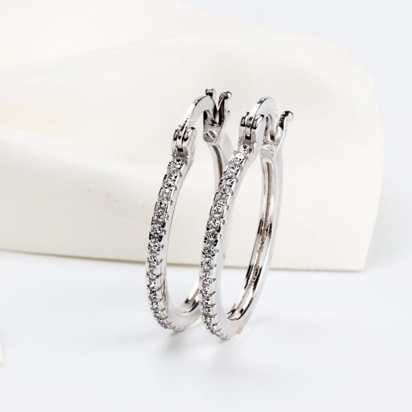 Large Circle Inlaid Zircon Earrings Women Exaggerated