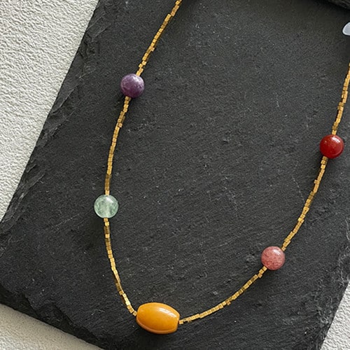 Color Agate Light Luxury Minority Advanced Sense Natural Stone Necklace
