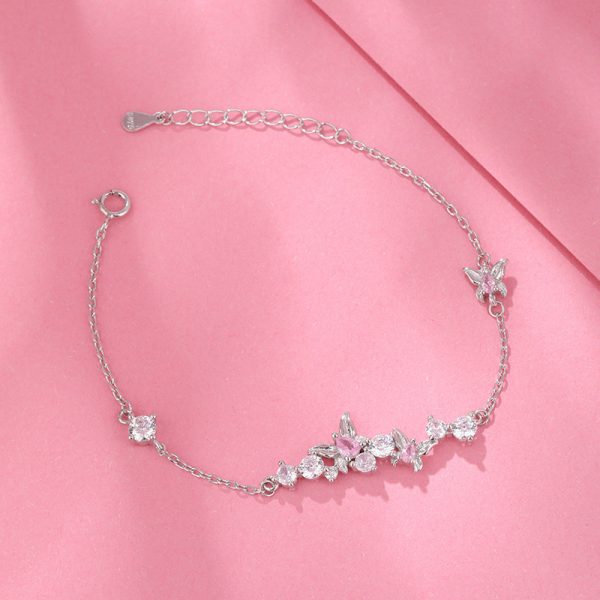 S925 Sterling Silver Sweet Butterfly Bracelet For Women Simple