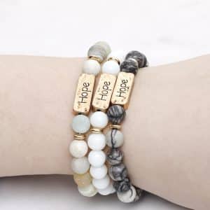Natural Stone Engraved Hope Bracelet