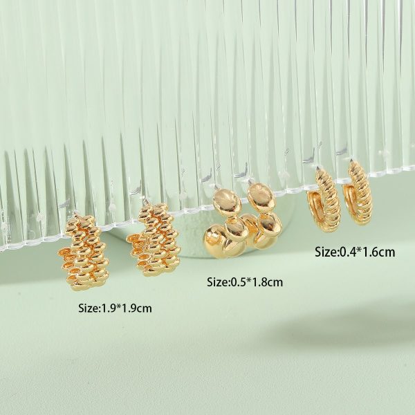 Metal Grain Spiral Cold Wind Set Earrings