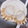 Boho Style Natural Shell Earrings Circle Tassel Pendant Earrings
