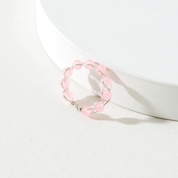 Jewelry Copper Wire Wrapped Stone Bead Ring