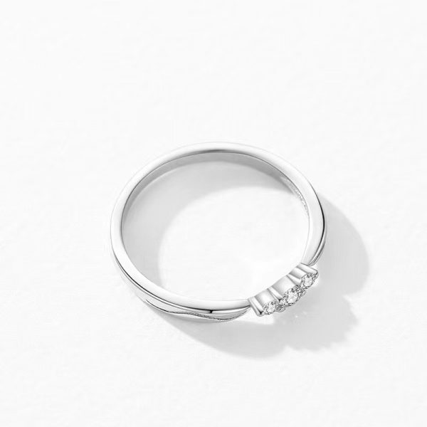 S925 Sterling Silver Ripple Wave Gang Drill Small Ring