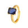 Fashion Japanese Style Simple Retro Electroplated 18K Square Zircon Ring