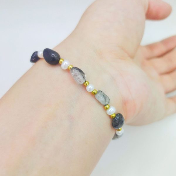 European And American Fashion Cool Crystal Stone Pearl Bracelet
