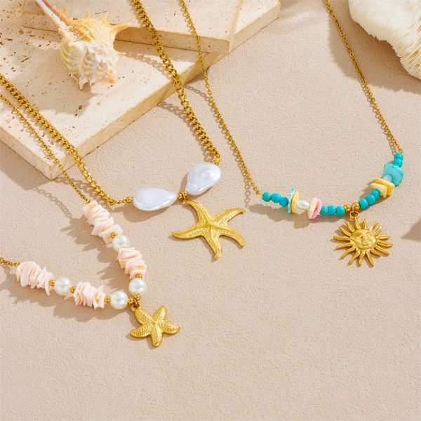 Sun Cherry Love Heart Multi-element Accessories Stainless Steel Necklace