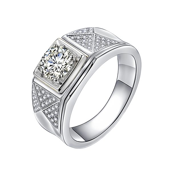 Triangle Diamond-studded Ring Gold Two-tone Elegant Three-dimensional Ring