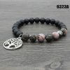 Jewelry Yellow Tiger Eyes Volcanic Stone Buddha Bead Lotus Yoga