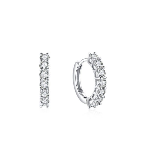 S925 Sterling Silver Circle Full Diamond Earrings Women's European And American Fashion
