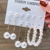 Women's Jewelry Fashion Personality Pearl Butterfly Ear Studs 5-Piece Set