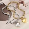 Titanium Steel Heart OT Buckle Necklace Women's Jewelry Set