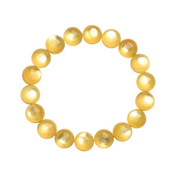 Yellow Golden Dragon Mica Round Beads Bracelet
