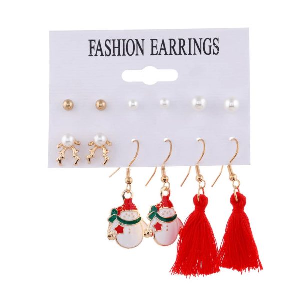 Christmas Earrings Female Student One Week Earring Set