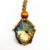 Natural Elongated Stone Original Stone Net Necklace Pendant