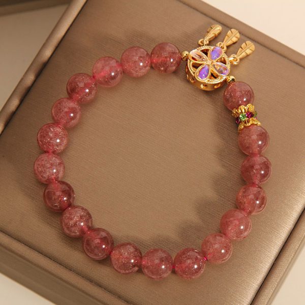 Natural Strawberry Quartz Bracelet Female Special-interest Design