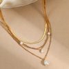 Water Drop Imitation Pearl Tassel Pendant Multi-layer Necklace For Women