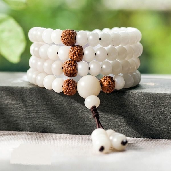 White Jade Bodhi Beads Long Bracelet