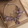 Special Interest Light Luxury Purple Glass Bead Love Pendant Bracelet
