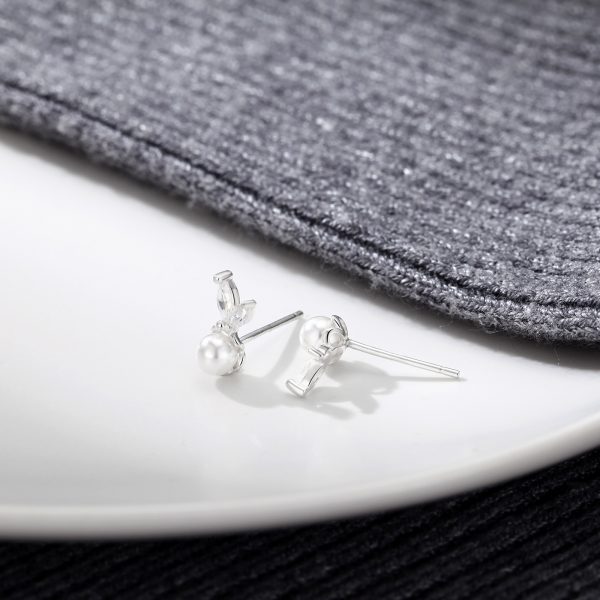 S999 Sterling Silver Pure Silver Stud Earrings Female Water Drop Ear-caring Shell Pearls