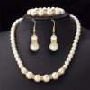 Pearl Necklace Bracelet Earrings Set Three-piece Set