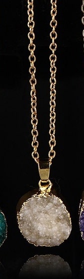 Ladies Round Irregular Water Droplets Natural Stone Rough Stone Pendant Necklace