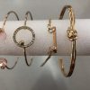 Classic Arrow Knot Round Crystal Gem Multilayer Adjustable Bracelet Set Women Fashion Party Jewelry Gift