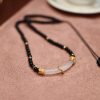Natural Frosted Black Agate White Chalcedony Necklace