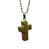 Natural Stone Agate Stone Cross Pendant Necklace