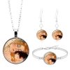 Kiss Time Gemstone Fashion Silver Bracelet Earrings Jewelry Set