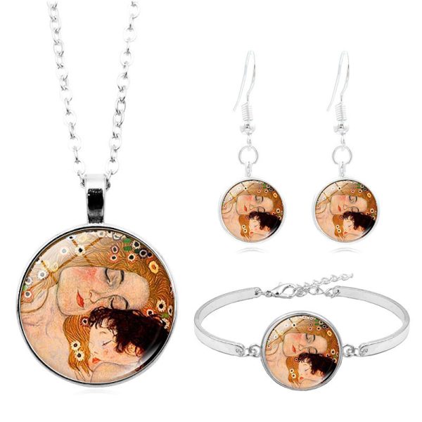 Kiss Time Gemstone Fashion Silver Bracelet Earrings Jewelry Set