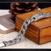 925 Silver Hollow Carved Men's Bracelet