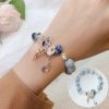 Candy Color Stone Flower Leaf Pendant Crystal Bracelet
