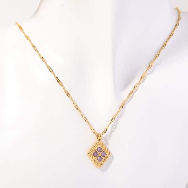 December Birthday Stone Necklace Quadrilateral