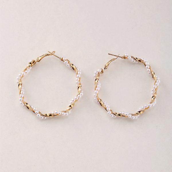 European And American Cross-border New Twining Pearl Big Circle Earrings