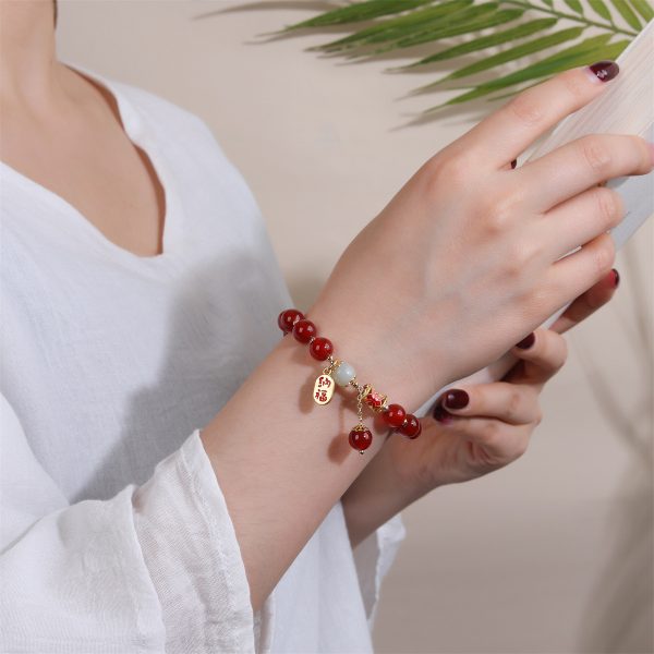Natural Red Agate Bracelet Niche High Sense
