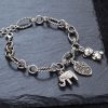 Punk Retro Elephant Pendant Bracelet Wild Leaves Cartoon Bear