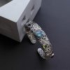 Vintage Distressed Cutout Carvings Flower Basket Topaz Bracelet