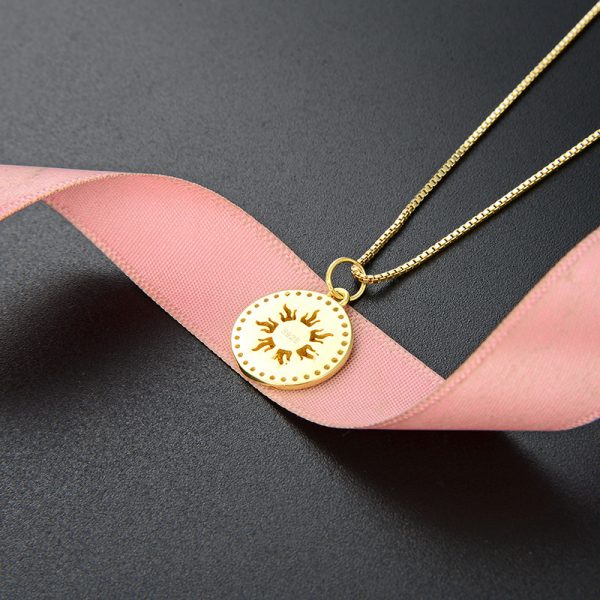 Sun Fire Round Clavicle Chain Necklace Female S925 Sterling Silver