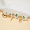 High-end Summer New Green Zircon Earrings Set