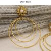 18K Gold Titanium Steel Multi-layer Circle Flower Earrings