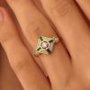 Ins Emerald Diamond Ring Fashion Square