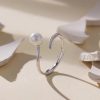 Elegant Shell Pearls Ring S925 Sterling Silver Opening Adjustable
