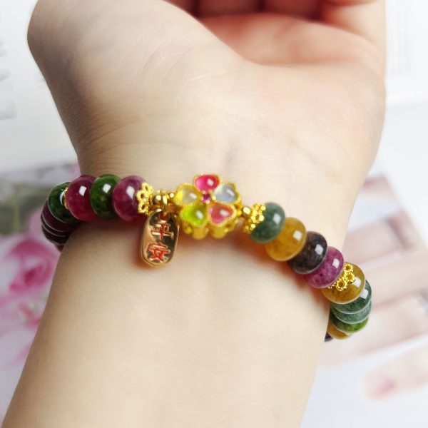 Colorful Tourmaline Abacus Beads Jade Bracelet