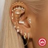 S925 Sterling Silver Snowflake Horse Eye Diamond Ball Flat Back Vertical