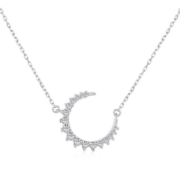 Women's Crescent Zircon S925 Sterling Silver Necklace