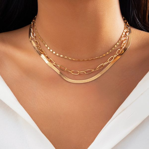 Multi-layer Snake Bone Chain Contrast Color Necklace