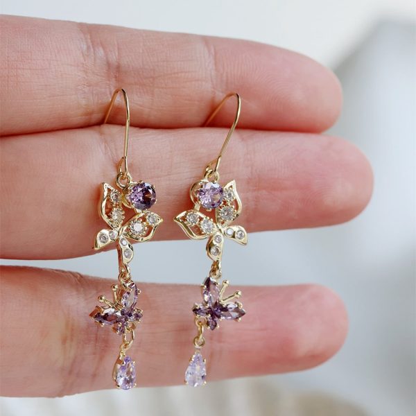 Micro-set Zirconium Diamond Temperament Sparkly Silver Needle Earrings
